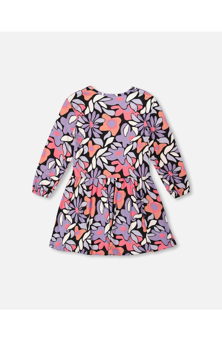 Deux par Deux Jersey Dress Retro Flower, Alternate, color, Black