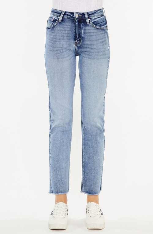 Kancan Sadie High Rise Straight Leg Jeans In Medium Wash