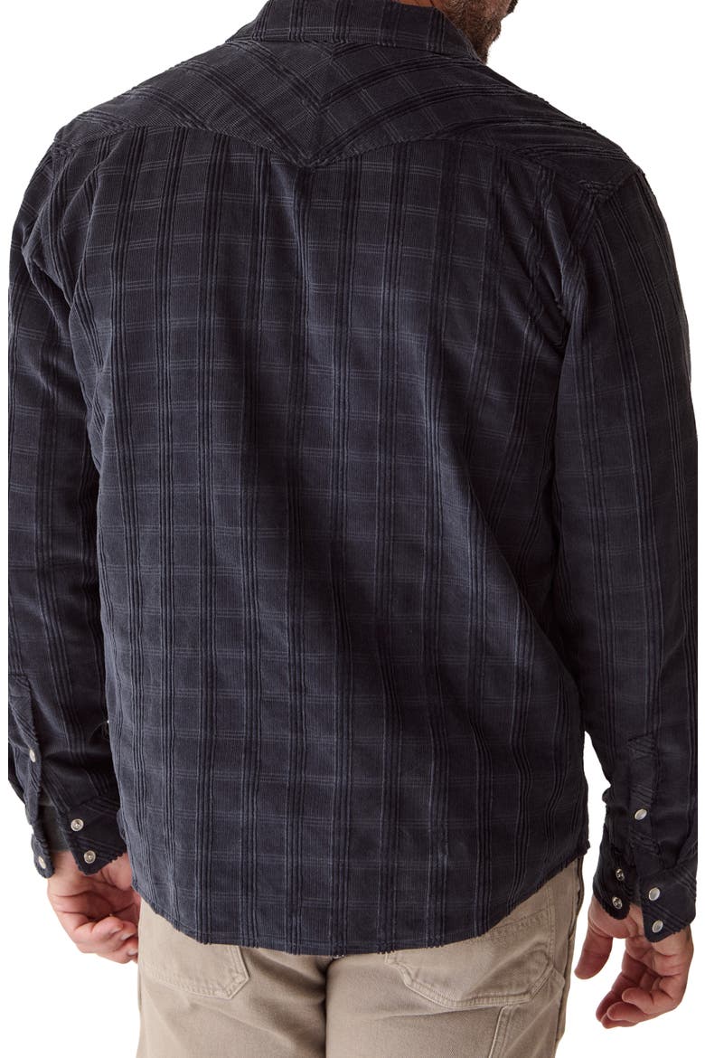 The Clark Check Cotton Corduroy Snap-Up Western Shirt, Alternate, color, NAVY