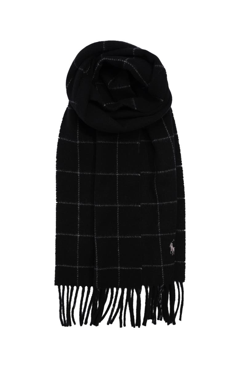 Polo Ralph Lauren Reversible Windowpane Scarf, Alternate, color, Black/Grey