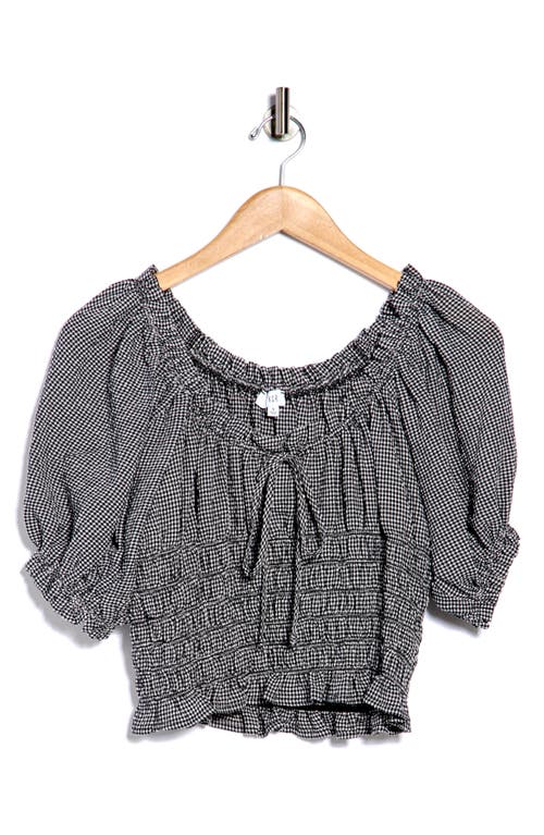 Nsr Smocked Bubble Sleeve Top In Gray