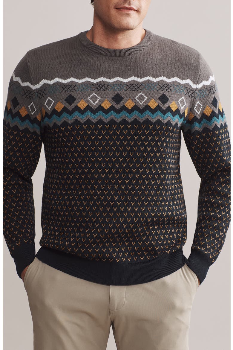 Fair Isle Crewneck Sweater, Main, color, SMOKED PEARL