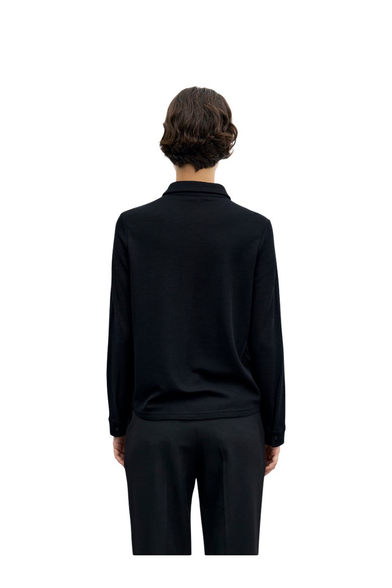Bambi Long Sleeve Knit Polo Shirt, Alternate, color, Black