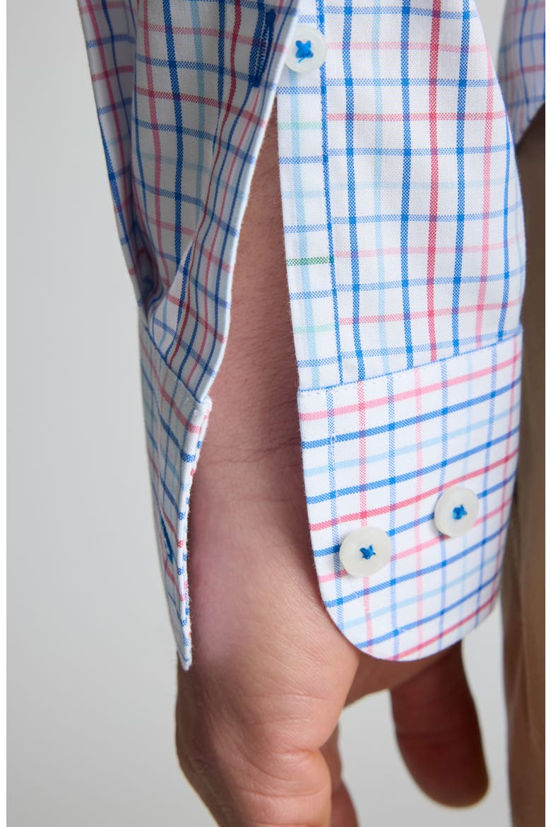 Tattersall Check Wrinkle Free Cotton Button-Up Shirt, Alternate, color, PINK BLUE