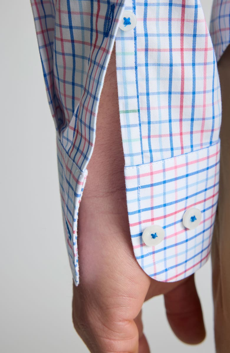 UNTUCKit Tattersall Check Wrinkle Free Cotton Button-Up Shirt, Alternate, color, Pink Blue