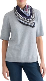Jones New York Crewneck Half Sleeve Top