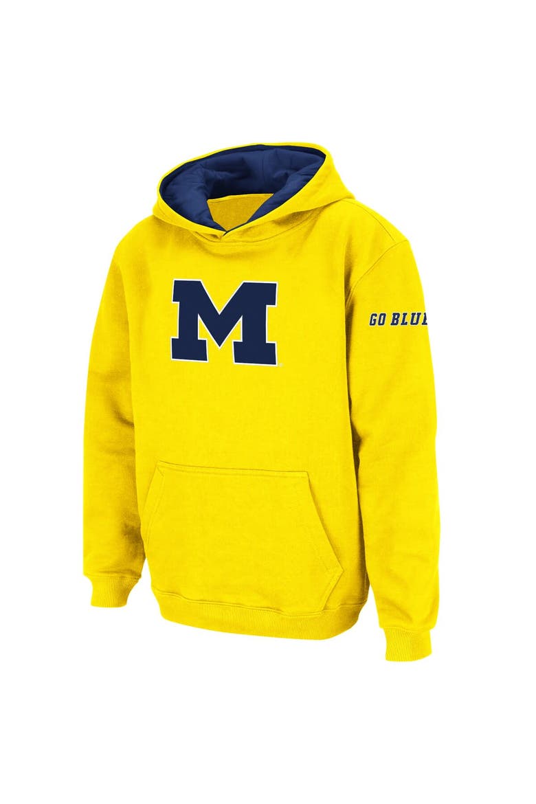 Youth Stadium Athletic Yellow Michigan Wolverines Big Logo Pullover Hoodie, Main, color, Maize