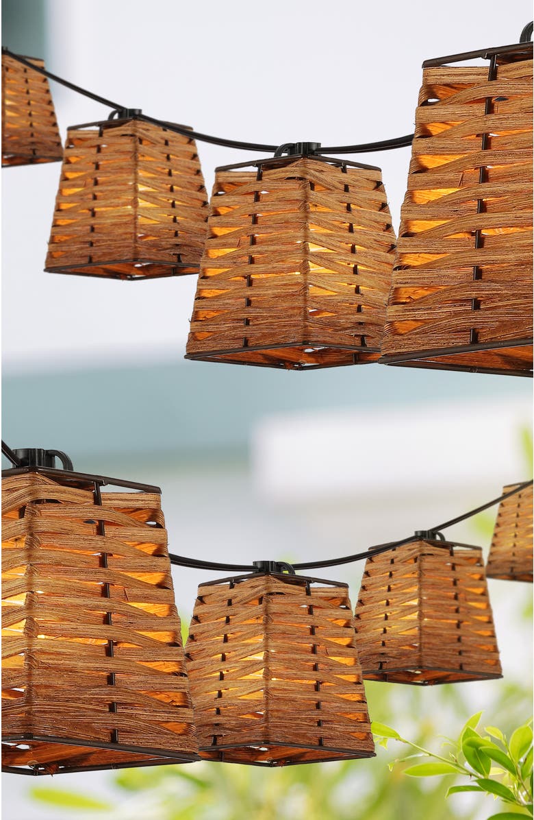 JONATHAN Y Quinn 10-Light Indoor/Outdoor Classic Vintage Incandescent G40 Square Shaded String Lights, Alternate, color, Brown