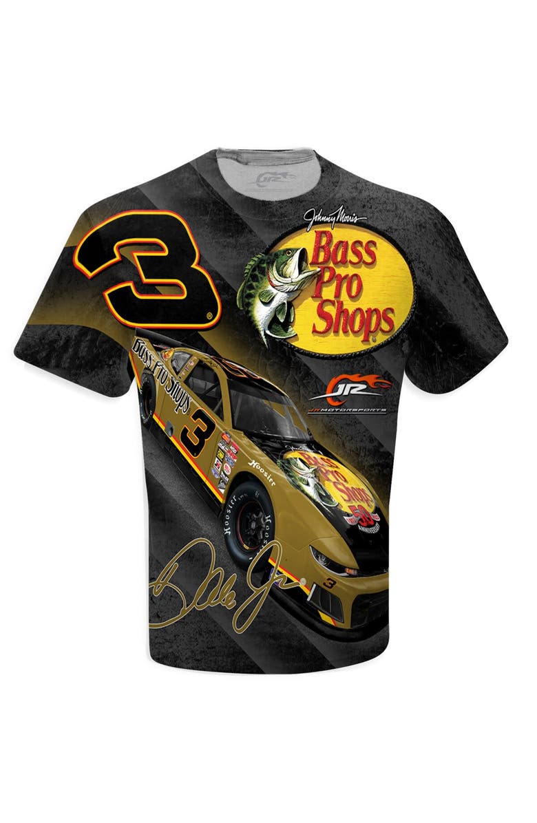 JR MOTORSPORTS OFFICIAL TEAM APPAREL Men's JR Motorsports Official Team Apparel Black Dale Earnhardt Jr. Bass Pro Shops Total Print T-Shirt, Alternate, color, 