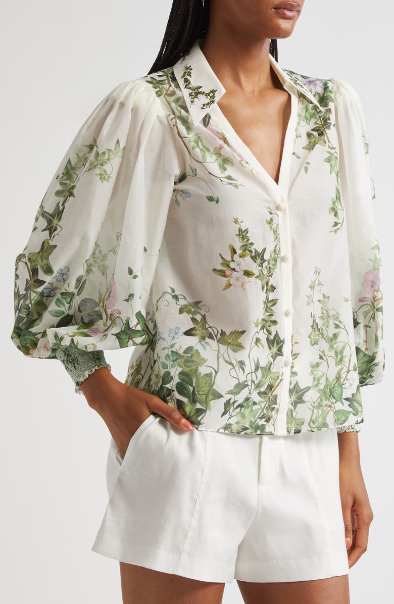Alice + Olivia Charis Cotton & Silk Shirt, Alternate, color,