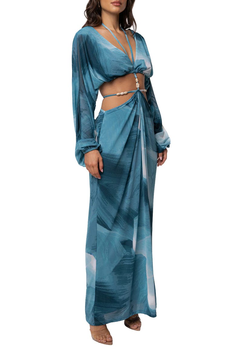 Selene Draped Top, Alternate, color, Sunset Blue