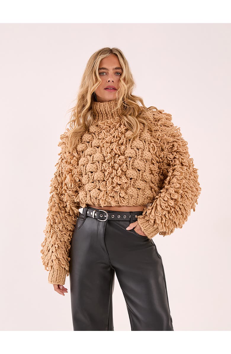 NASTY GAL High Neck Cropped Sweater, Main, color, Tan