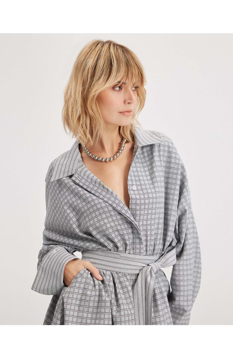 THEO The Label Echo Plaid Fit-and-Flare Mini Dress, Alternate, color, Black