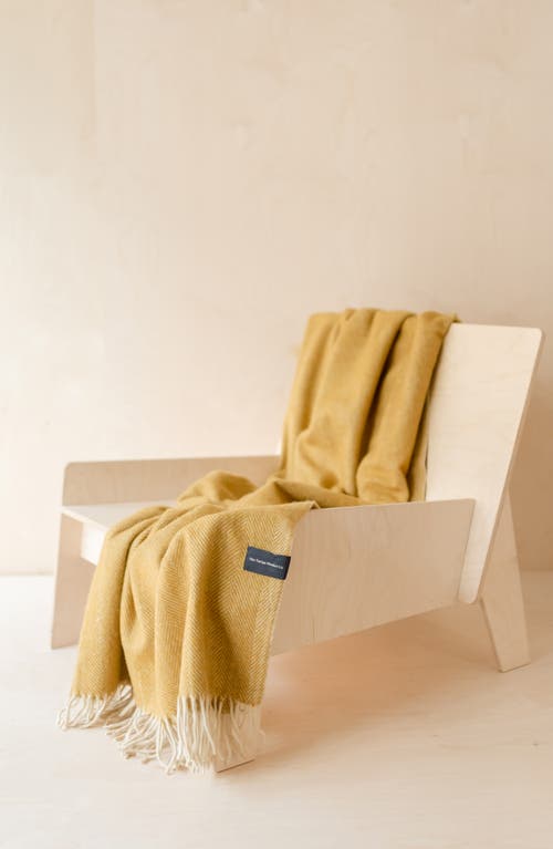 Tbco Recycled Wool Blend Throw Blanket In Yellow