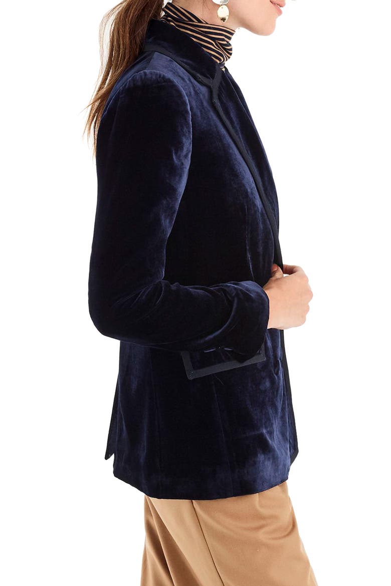 Double Breasted Drapey Velvet Blazer, Alternate, color, NAVY TWILIGHT