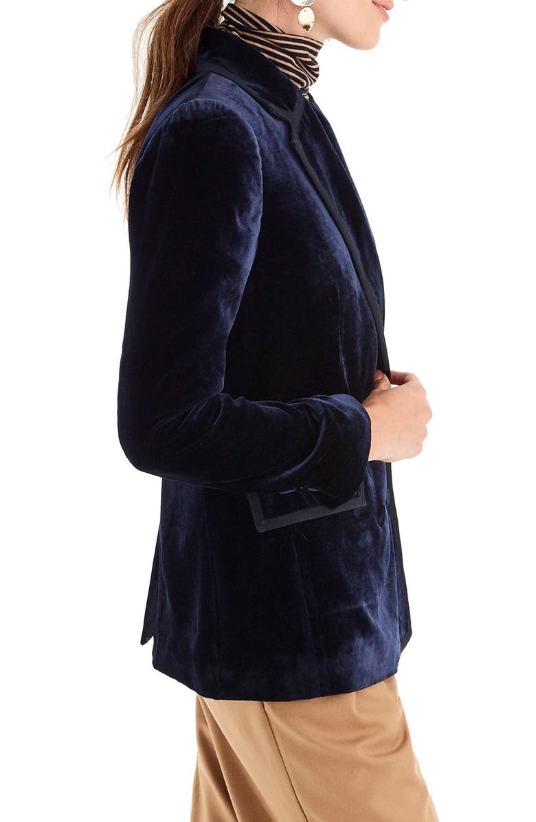 J.Crew Double Breasted Drapey Velvet Blazer, Alternate, color, 