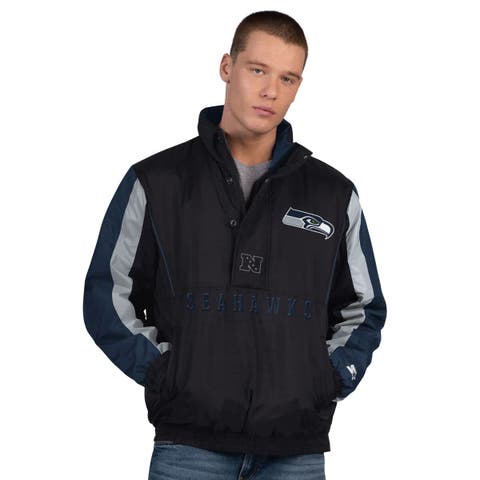 Men's Starter  Black Seattle Seahawks Thursday Night Gridiron Half-Zip Jacket