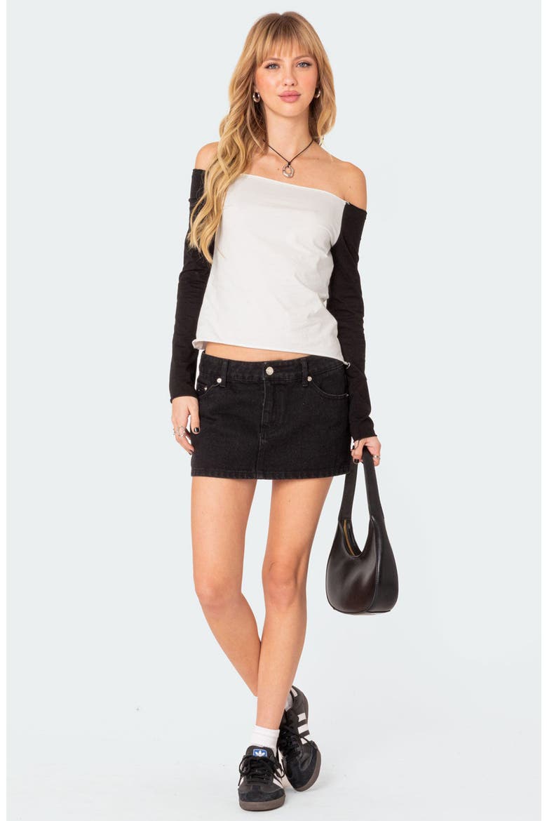 Tom Off the Shoulder Colorblock Top, Alternate, color, BLACK-AND-WHITE