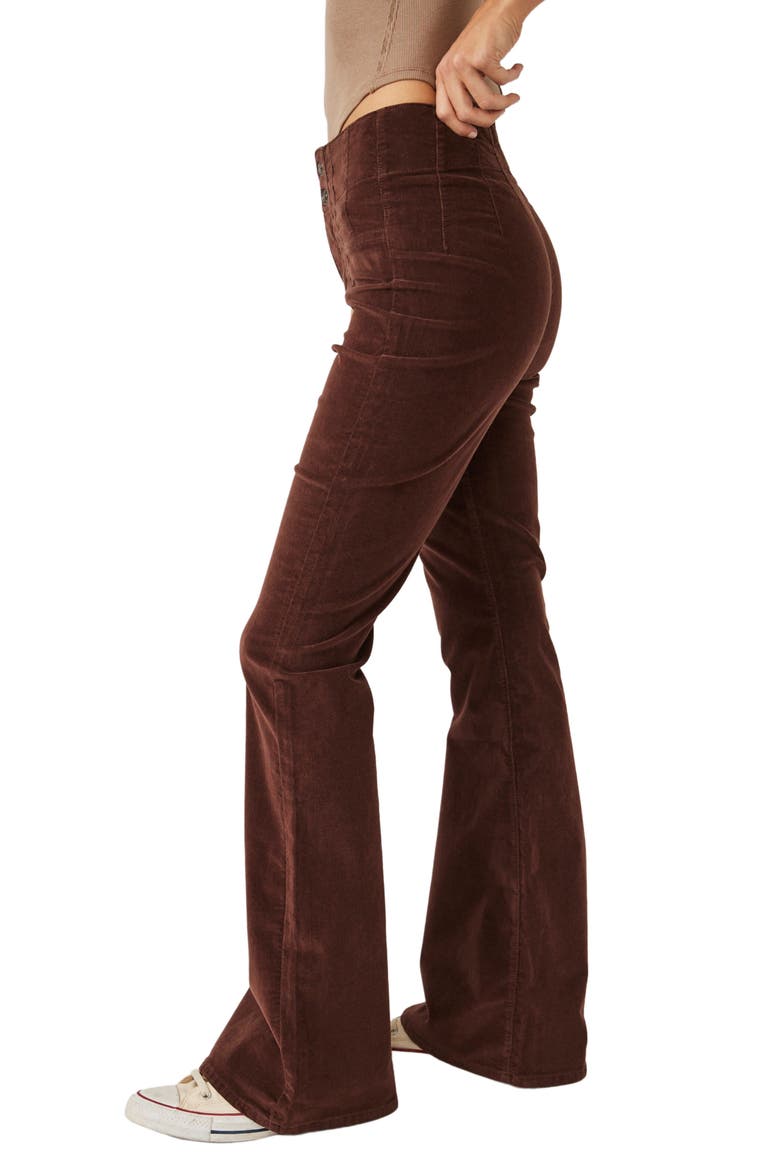 Jayde Seamed Corduroy Flare Pants, Alternate, color, FRENCH ROAST