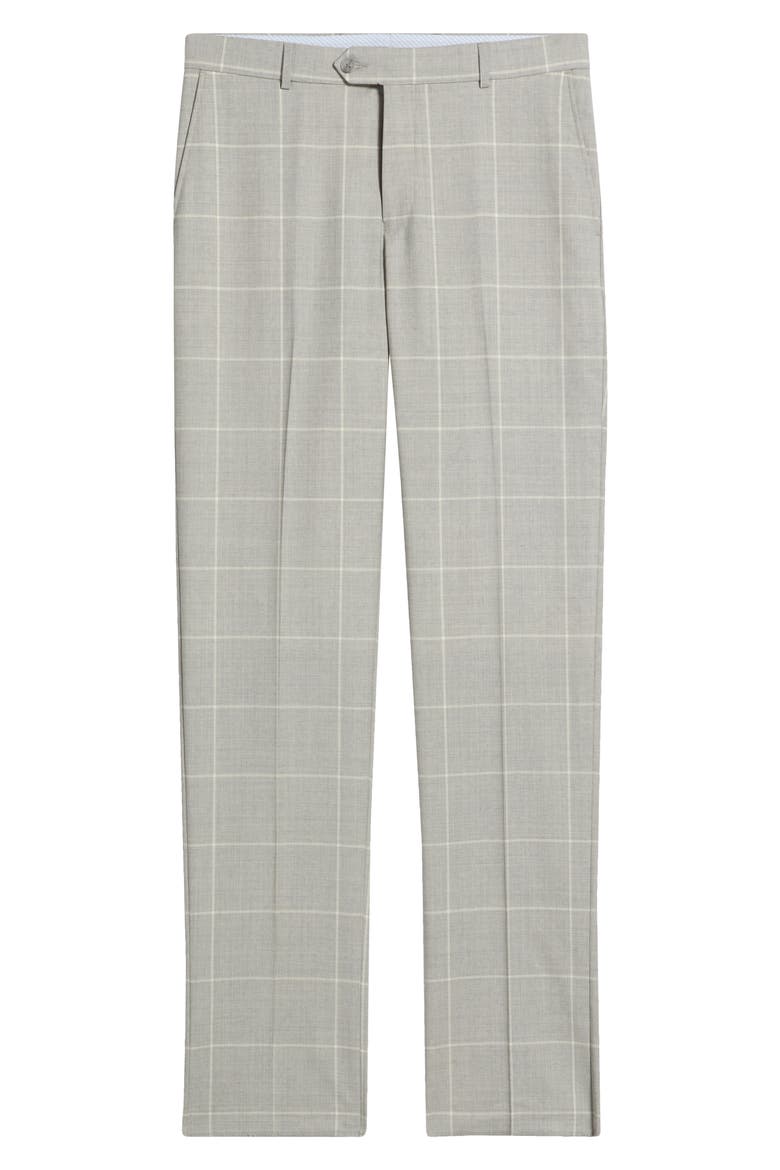 Flat Front Stretch Wool Dress Pants, Alternate, color, PEARL