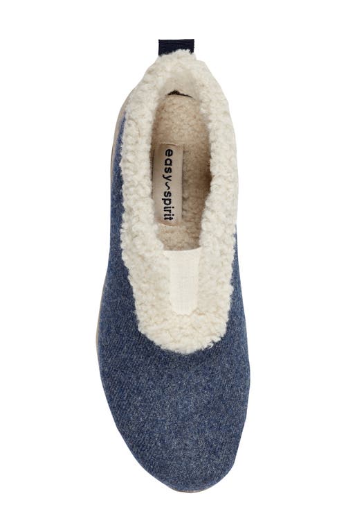 Easy Spirit Trepose Faux Shearling Lined Slipper In Blue