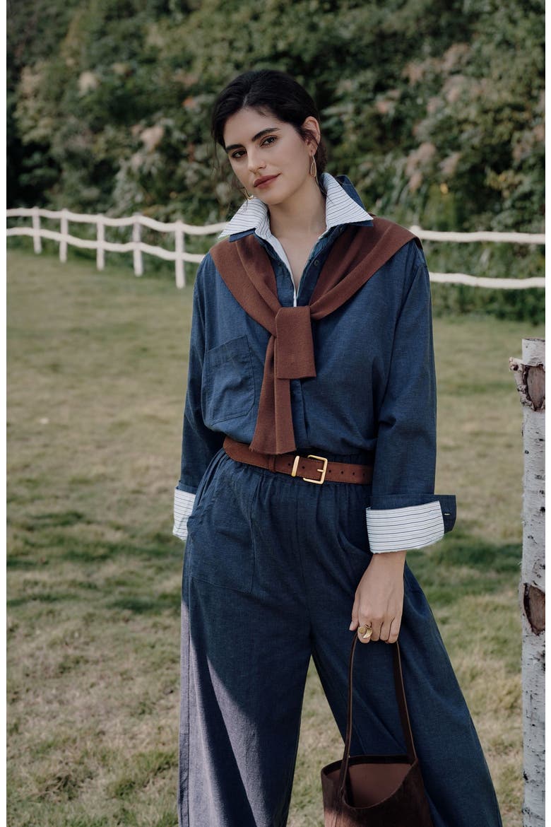 Lyricist Oversized Shirt, Alternate, color, indigo blue