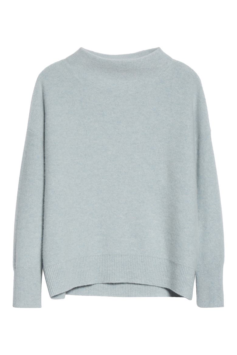 Funnel Neck Boiled Cashmere Sweater, Alternate, color, H PALE SAGE