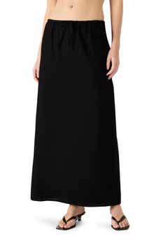 Steve Madden Cadi Linen Drawstring Waist Maxi Skirt