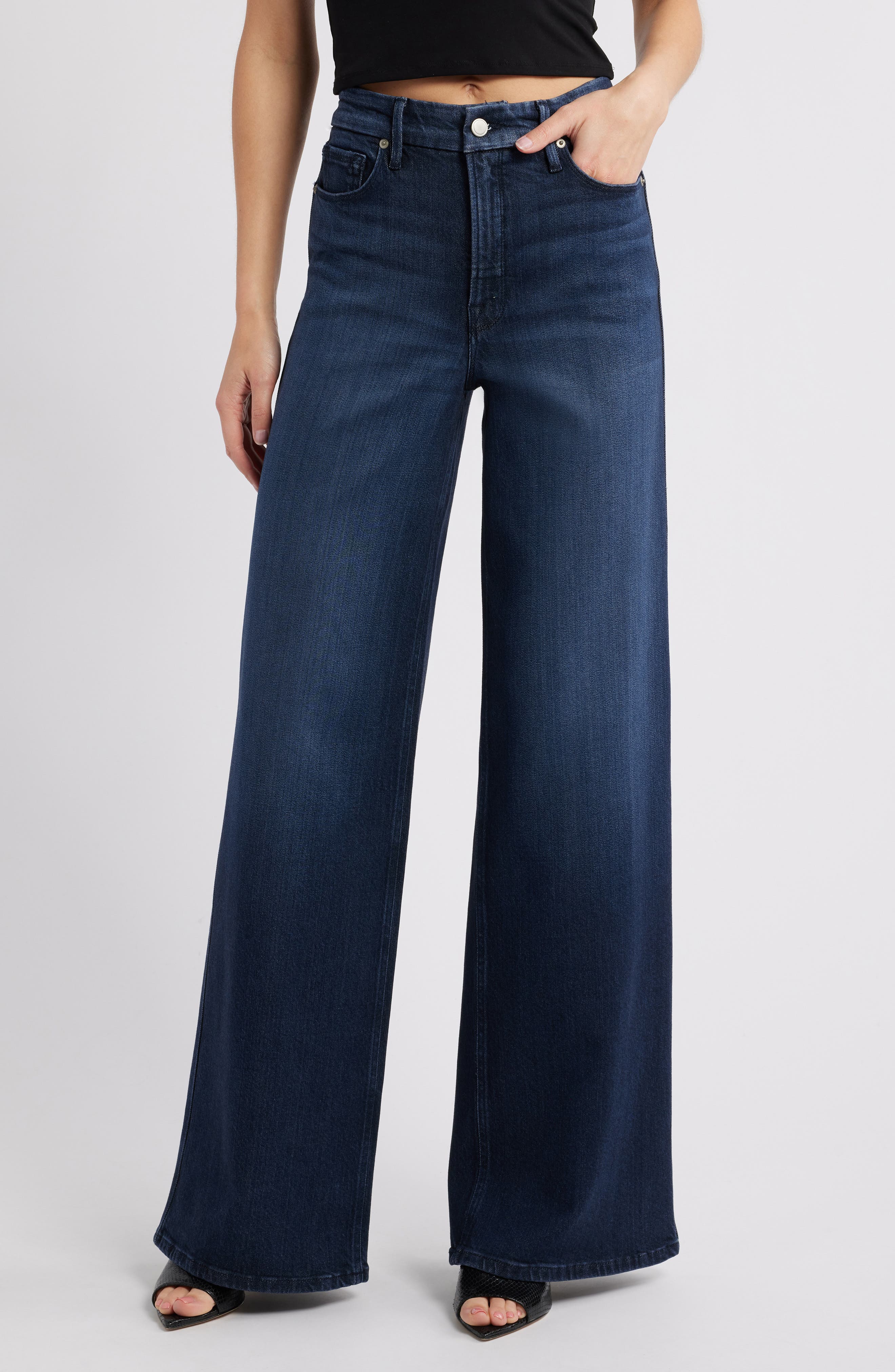 Good American Good Skate High Waist Wide Leg Jeans