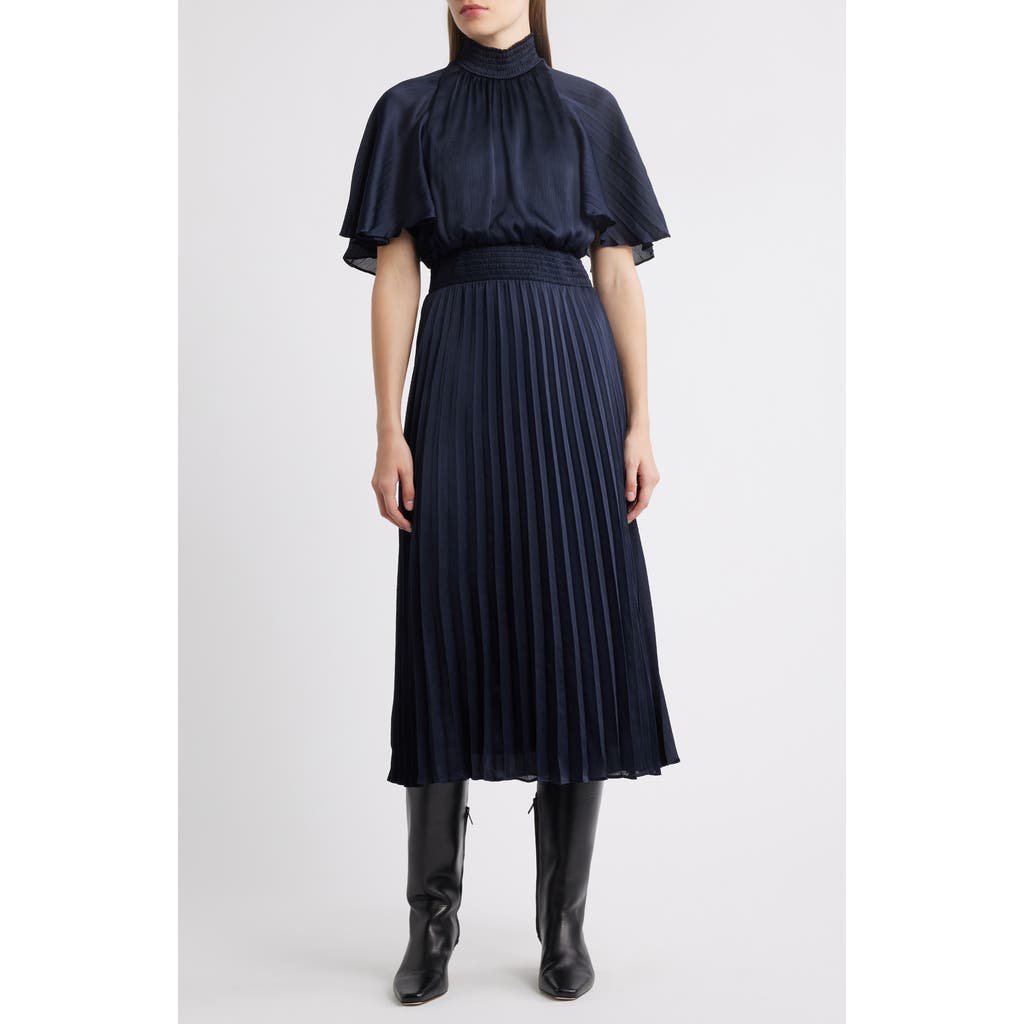 Julia Jordan Flutter Sleeve Pleated Midi Dress