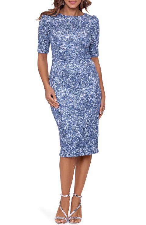 Sequin Embroidered Body-Con Cocktail Dress