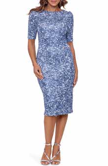 Sequin Embroidered Body-Con Cocktail Dress