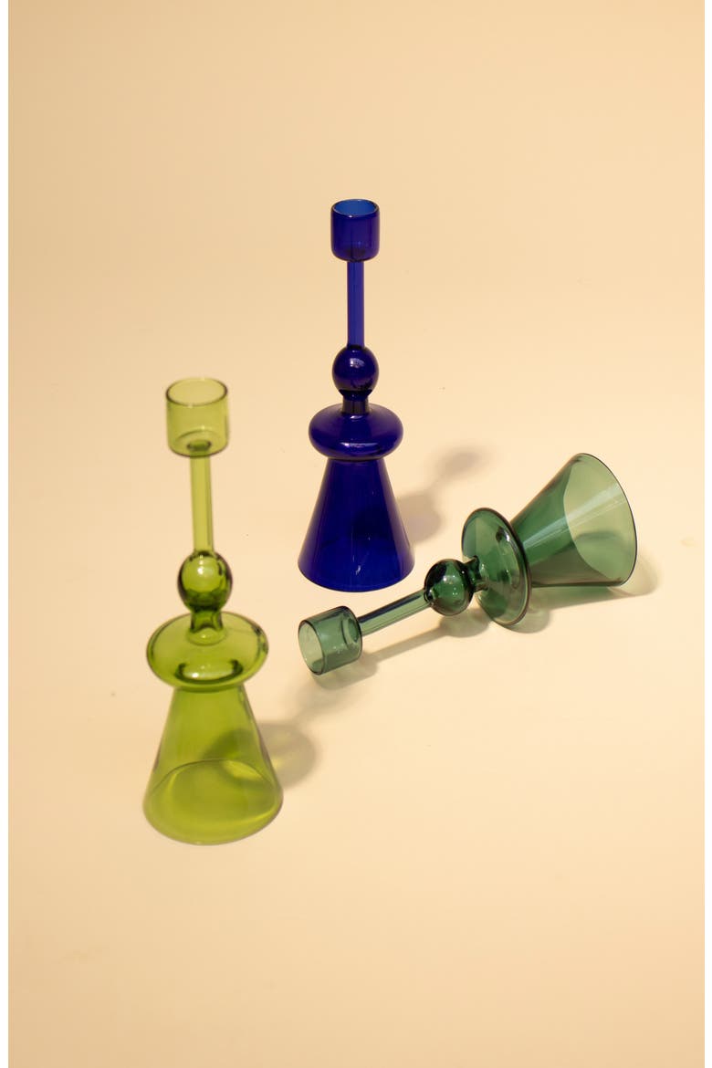 Glass Candle Holder, Alternate, color, GREEN