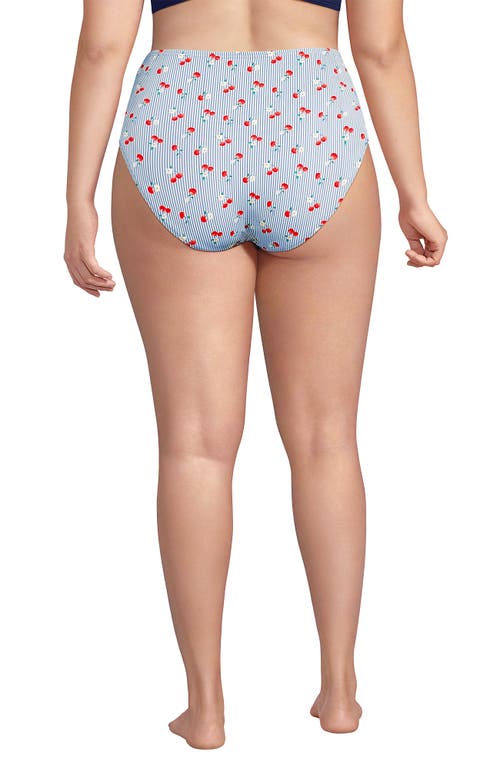 LANDS' END LANDS' END RIBBED SMOOTHING HIGH WAISTED BIKINI BOTTOMS