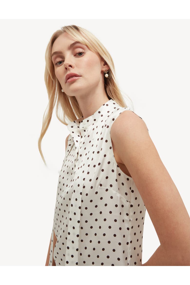 Natasha Tie-Neck Polka Dot Blouse, Alternate, color, Brownivory