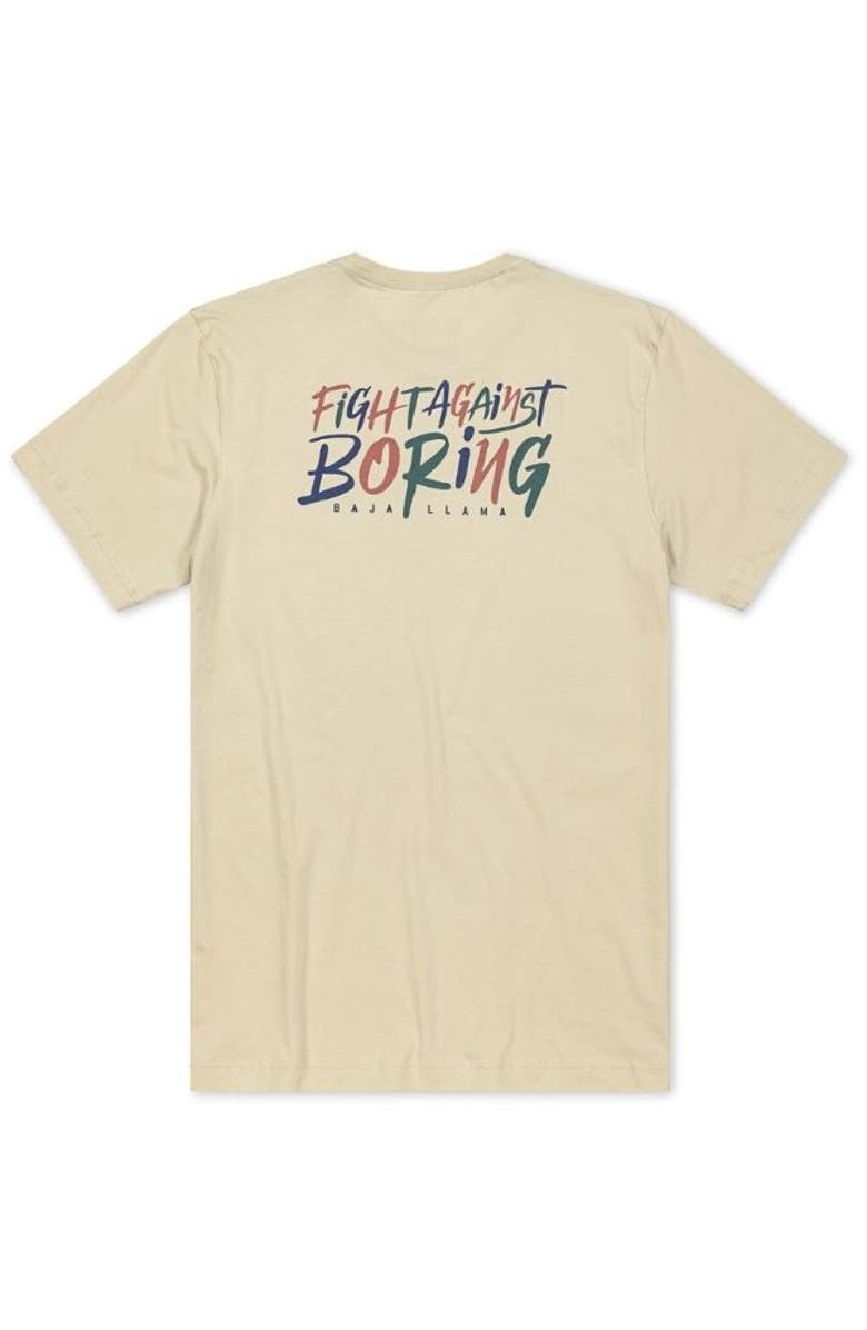 Baja Llama FIGHT AGAINST BORING RETRO - CREAM PRIMO GRAPHIC TEE, Main, color, Cream