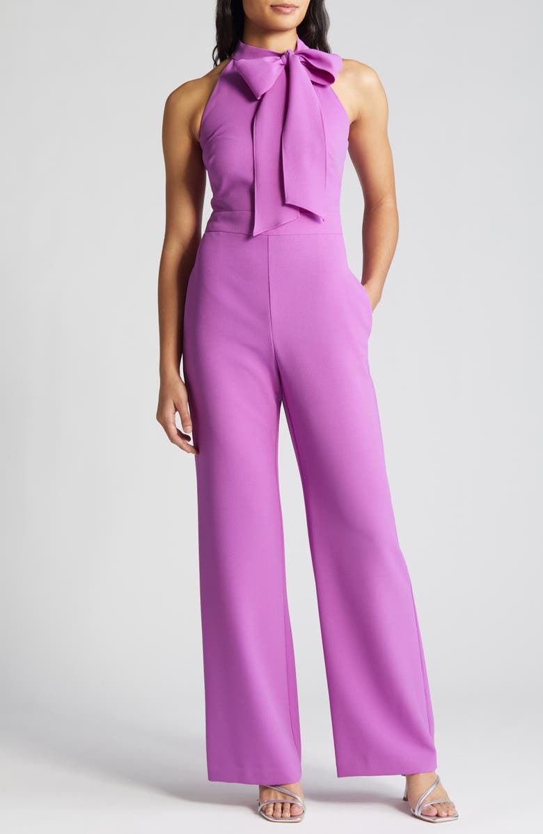 Vince Camuto Bow Sleeeveless Crepe Jumpsuit, Main, color, 