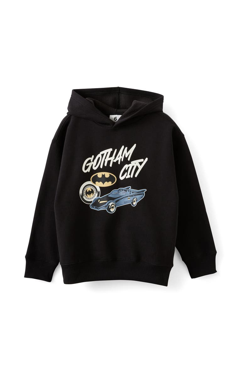 Kid's License Sammy Oversize Hoodie, Main, color, Black Gotham City