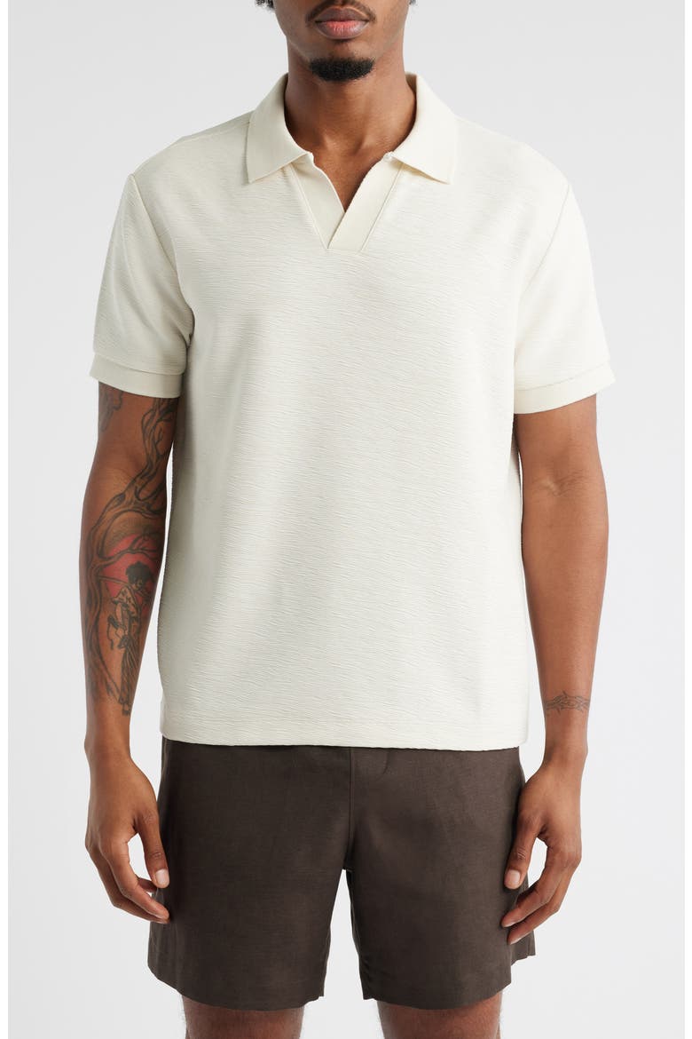 Wave Texture Johnny Collar Polo, Main, color, IVORY DOVE