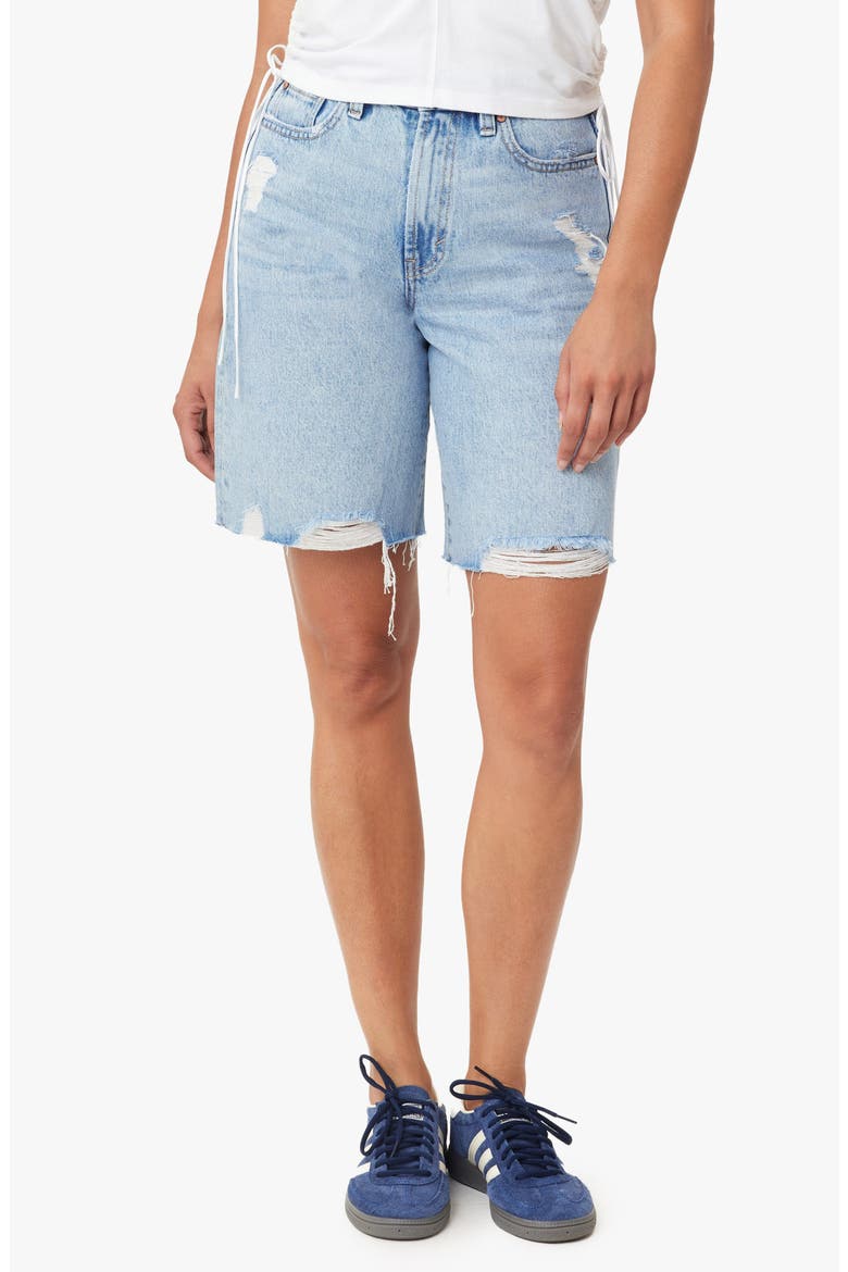Joey Long Cutoff Denim Shorts, Main, color, AIRE