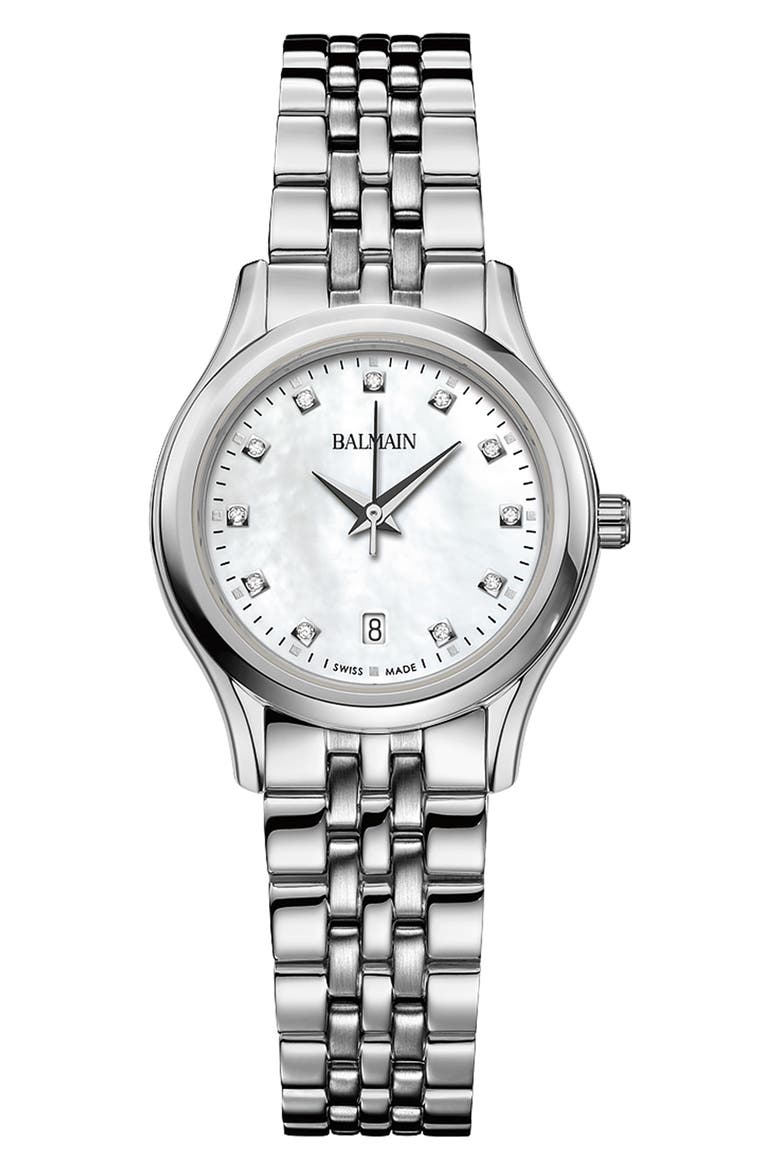 Beleganza Diamond Bracelet Watch, 27.5mm, Main, color, SILVER