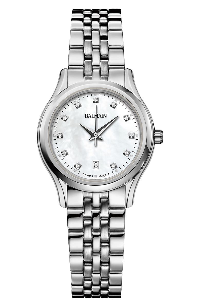 BALMAIN WATCHES Beleganza Diamond Bracelet Watch, 27.5mm, Main, color, Silver