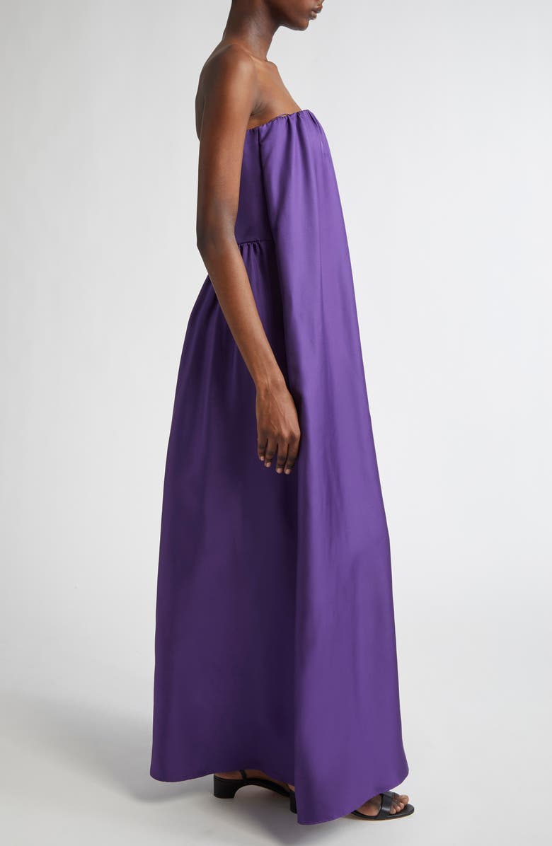 Max Mara Edda Strapless Silk Twill Dress, Alternate, color, Purple