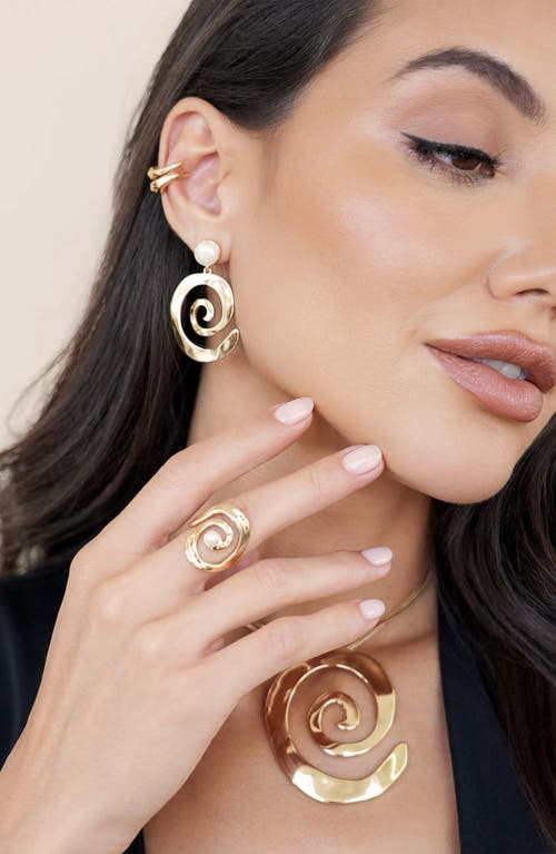 Ettika Aura Swirl Cultured Freshwater Pearl Drop Earrings In Gold