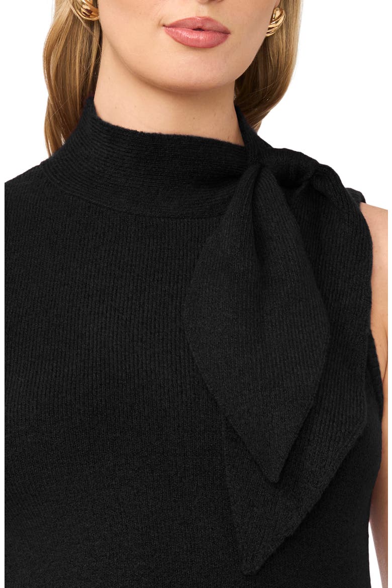 Tie Neck Rib Sleeveless Sweater, Alternate, color, RICH BLACK