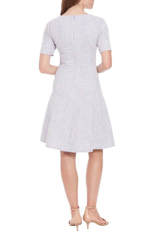 London Times Bouclé Fit & Flare Dress In White