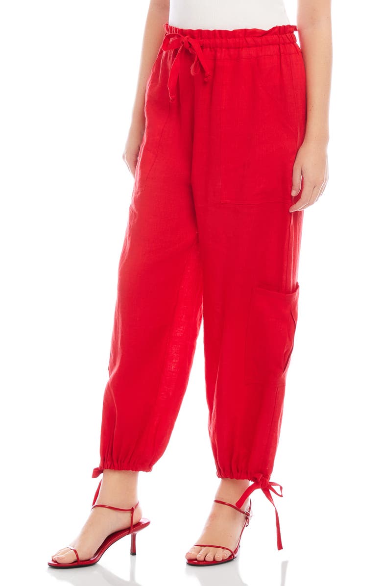 FIFTEEN TWENTY Charo Tie Waist Cargo Pants, Alternate, color, Cherry