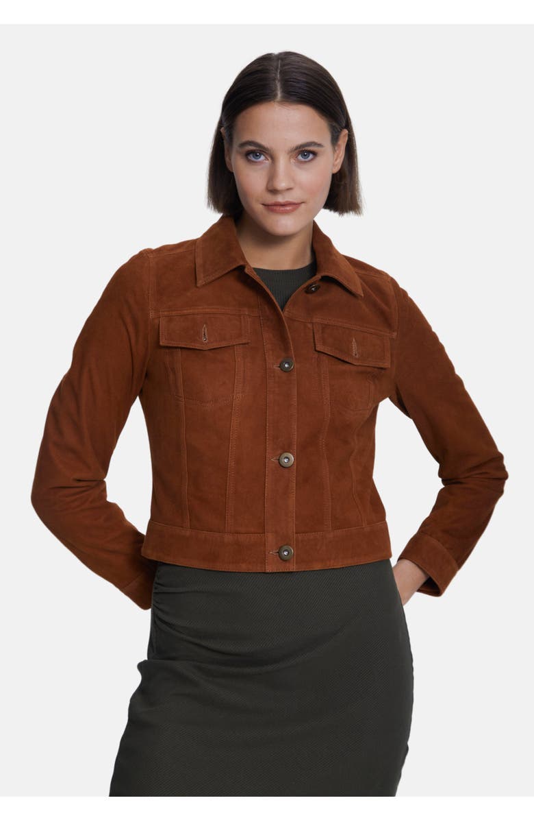 Furniq UK Arabella Suede Jacket, Alternate, color, Brown