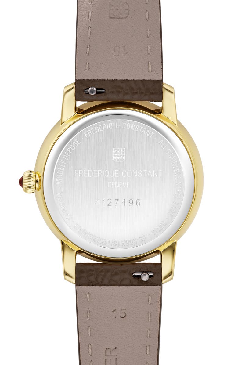 FREDERIQUE CONSTANT Classic Slimline Moonphase Leather Strap Watch, 30mm, Alternate, color, Brown