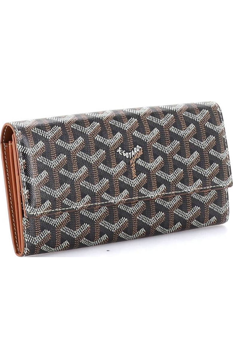 Pre-Owned Goyard Varenne Wallet Coated Canvas Long, Alternate, color, Black